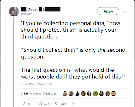 tweet about collecting personal data