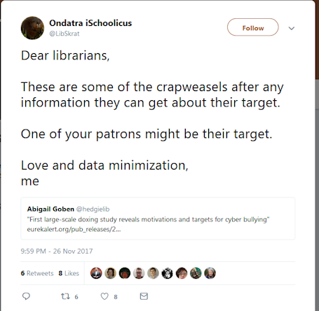 a tweet warning about doxxing
